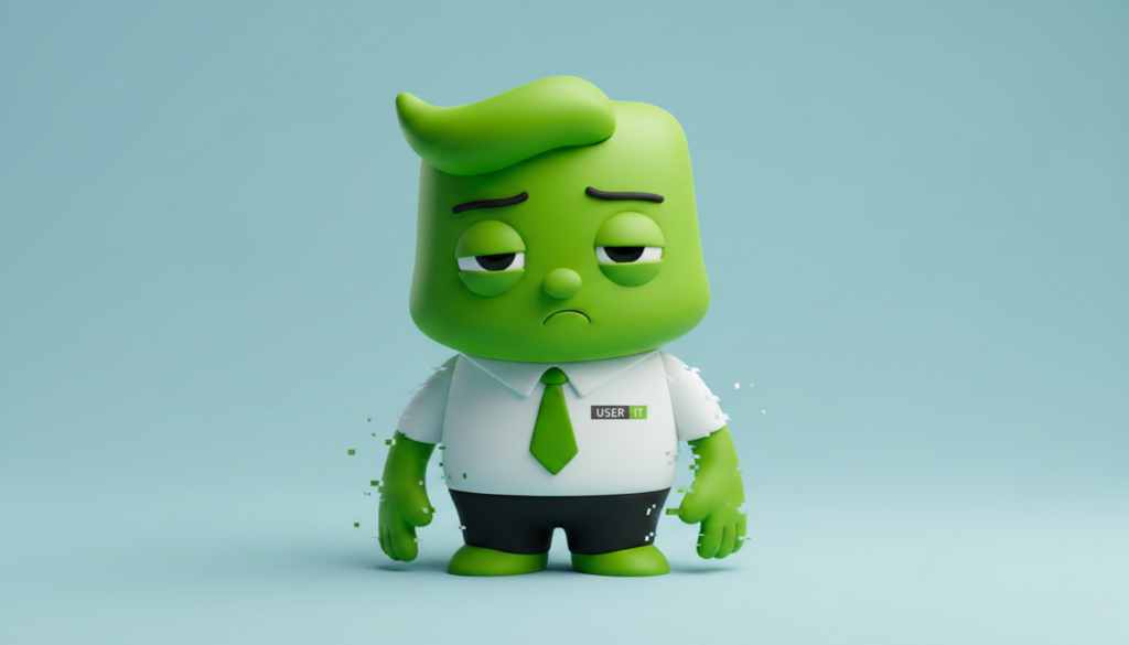 USER IT maskot der viser en enkelt IT analogi på malware med sygdom
