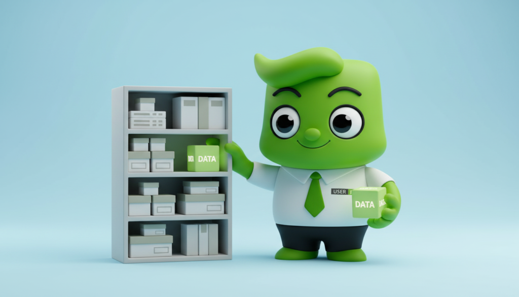 USER IT maskot der viser en enkelt IT analogi på serverer
